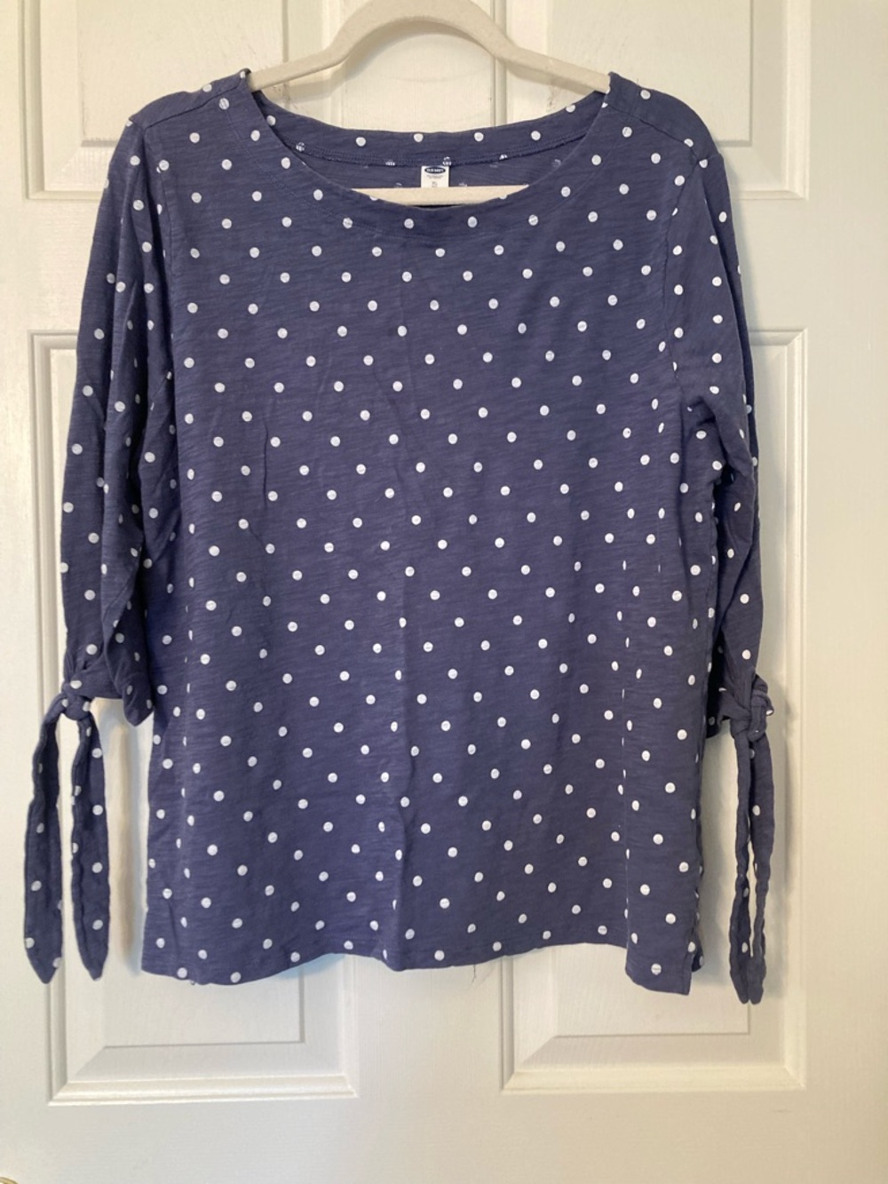 Old Navy Blue Polka Dot Tie-Sleeve Tee